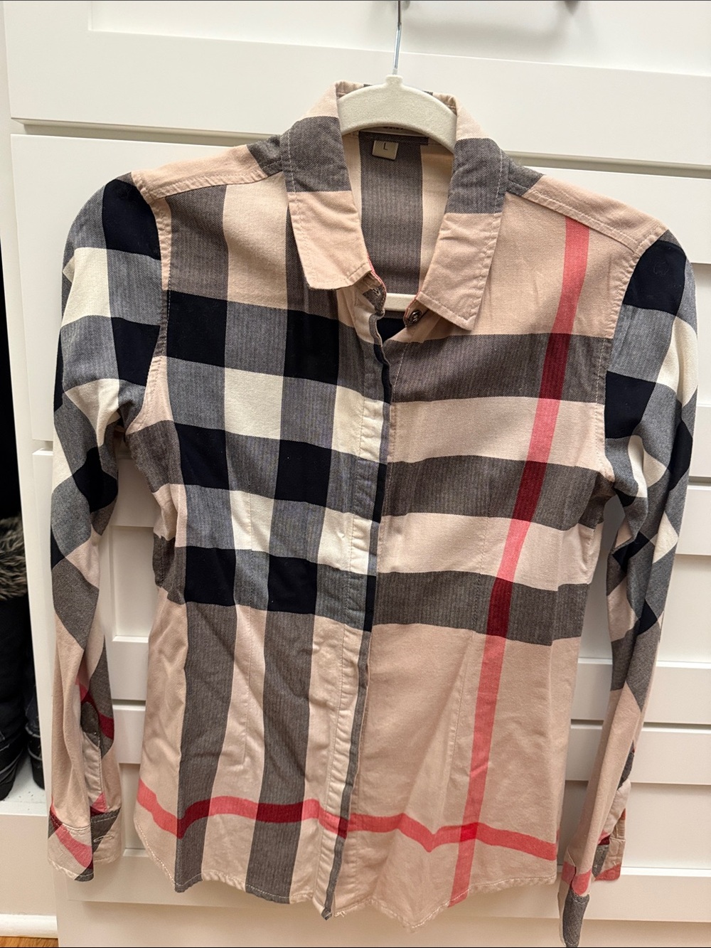 Burberry Brit Women’s Beige Plaid Button-Down Shirt
